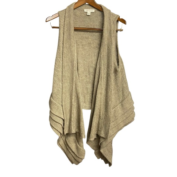 Coldwater Creek Women's Tan Sweater Cardigan Vest Size XL Tan Wool Blend Cozy - Picture 12 of 12